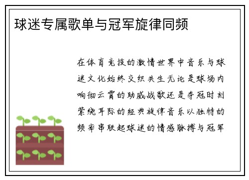 球迷专属歌单与冠军旋律同频